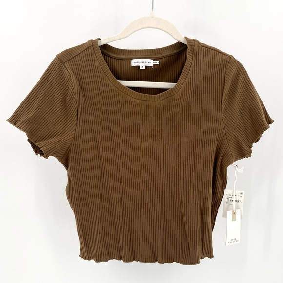 GOOD AMERICAN - Essential Rib Baby T-Shirt in Sepia Brown - Picture 4 of 10